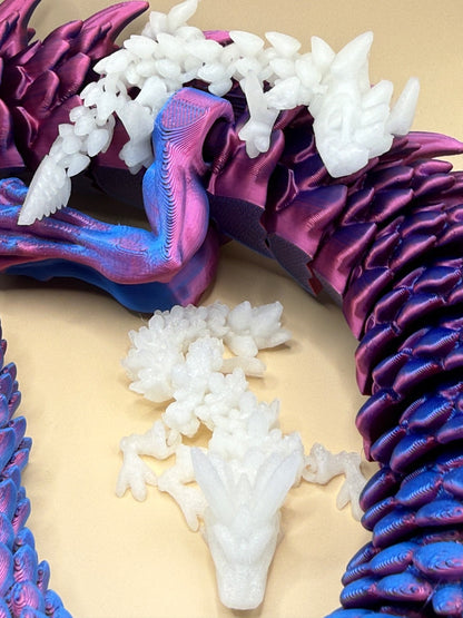 3D Printed Large 3 Foot Dragon With 2 Glow In The Dark Dragons Fantasy