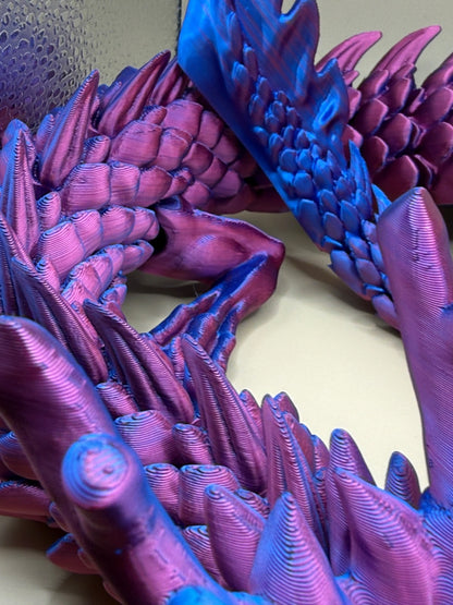 3D Printed Large 3 Foot Dragon With 2 Glow In The Dark Dragons Fantasy
