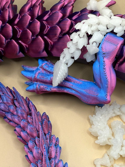3D Printed Large 3 Foot Dragon With 2 Glow In The Dark Dragons Fantasy