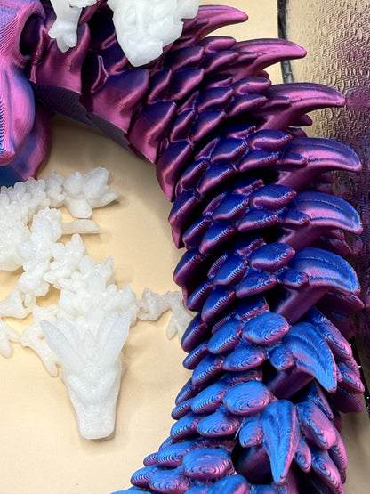 3D Printed Large 3 Foot Dragon With 2 Glow In The Dark Dragons Fantasy