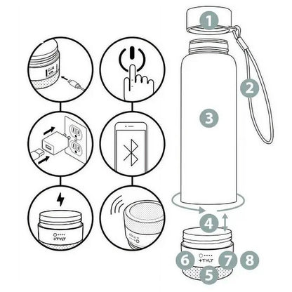 TYLT Bottle Bluetooth Speaker Wireless Charger Rechargeable Portable