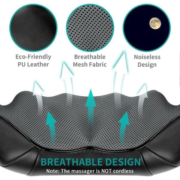 NekTeck Shiatsu Neck Back Massager w Heat Deep Tissue Shoulder Massage