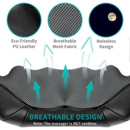 NekTeck Shiatsu Neck Back Massager w Heat Deep Tissue Shoulder Massage