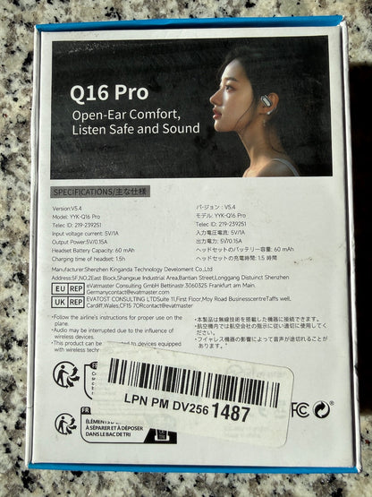 LCD Open Ear Headphones Q16 Pro Open Ear Wireless Earbuds Air Bluetooth | 0242