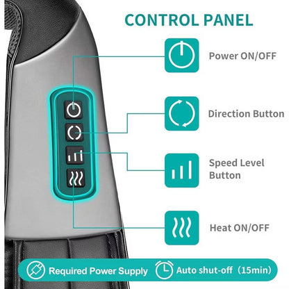 NekTeck Shiatsu Neck Back Massager w Heat Deep Tissue Shoulder Massage