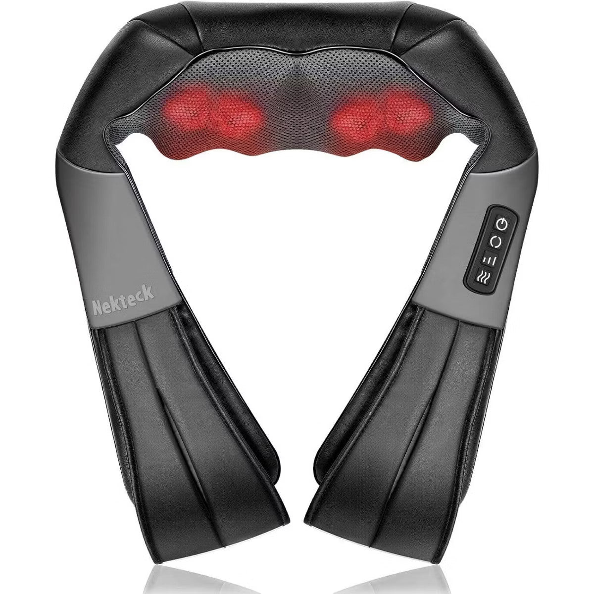 NekTeck Shiatsu Neck Back Massager w Heat Deep Tissue Shoulder Massage