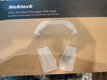NekTeck Shiatsu Neck Back Massager w Heat Deep Tissue Shoulder Massage