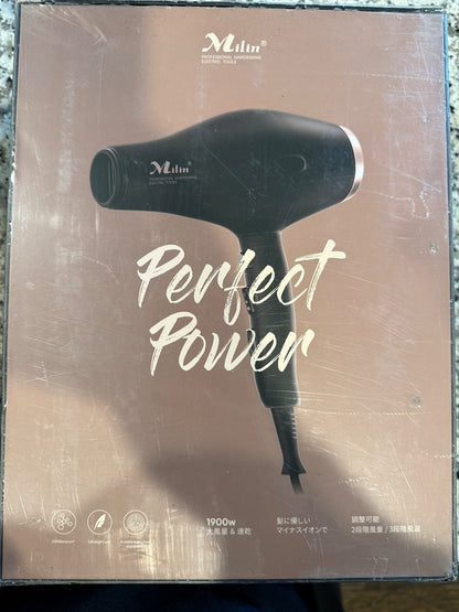 Milin Professional Ionic Hair Dryer 1900W High Power Salon Blow Dryer | 0233