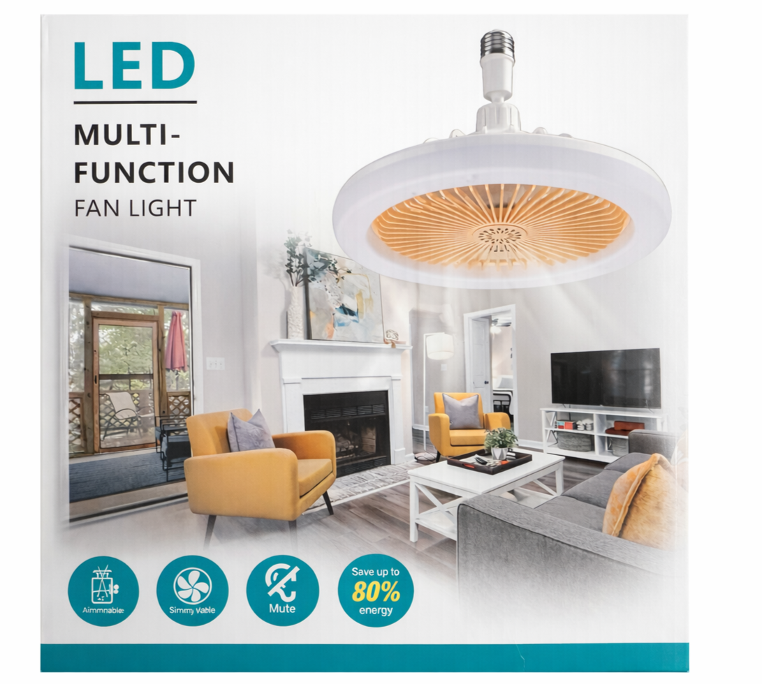 LED Multi Function Fan Light Aromatherapy Quiet Strong Wind 6500K Ceiling Fan Lamp