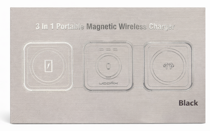 UCOMX Nano 3-in-1 Magnetic Wireless Charger Portable Fast Charging Black