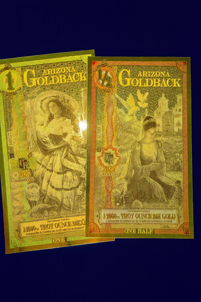 Arizona Goldback 2025 2-Pack 24k Gold Notes Collectible Currency Lot