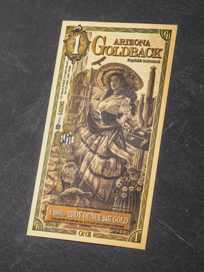 Arizona Goldback 2025 2-Pack 24k Gold Notes Collectible Currency Lot