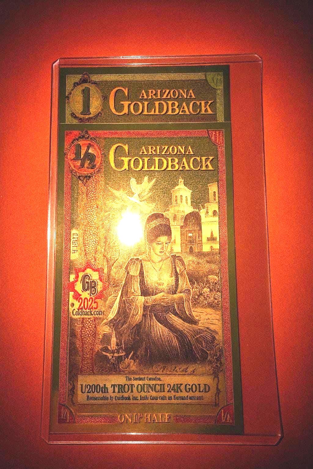 Arizona Goldback 2025 2-Pack 24k Gold Notes Collectible Currency Lot