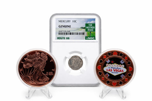 1942 Mercury Dime Route 66 Set 2oz .999 Copper Rounds Coins