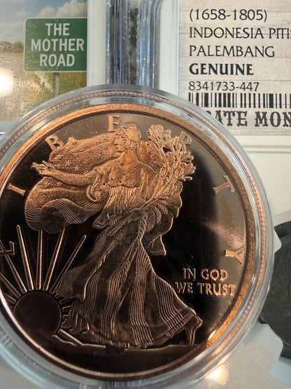 NGC Genuine Mercury Dime Route 66 + Indonesia Palembang Pirate Coin