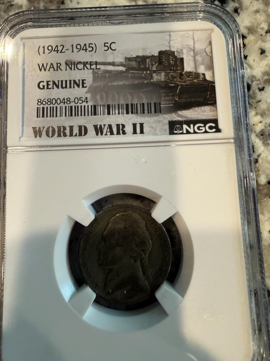 1969 S Kennedy Half Dollar Proof & WWII War Nickel 1942-45 NGC Genuine