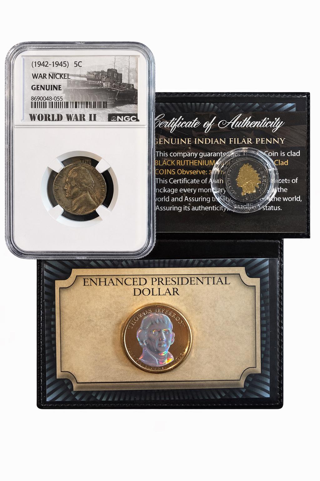 NGC WWII War Nickel 1942-45 Black Ruthenium 24K Gold 5C Certified Coin