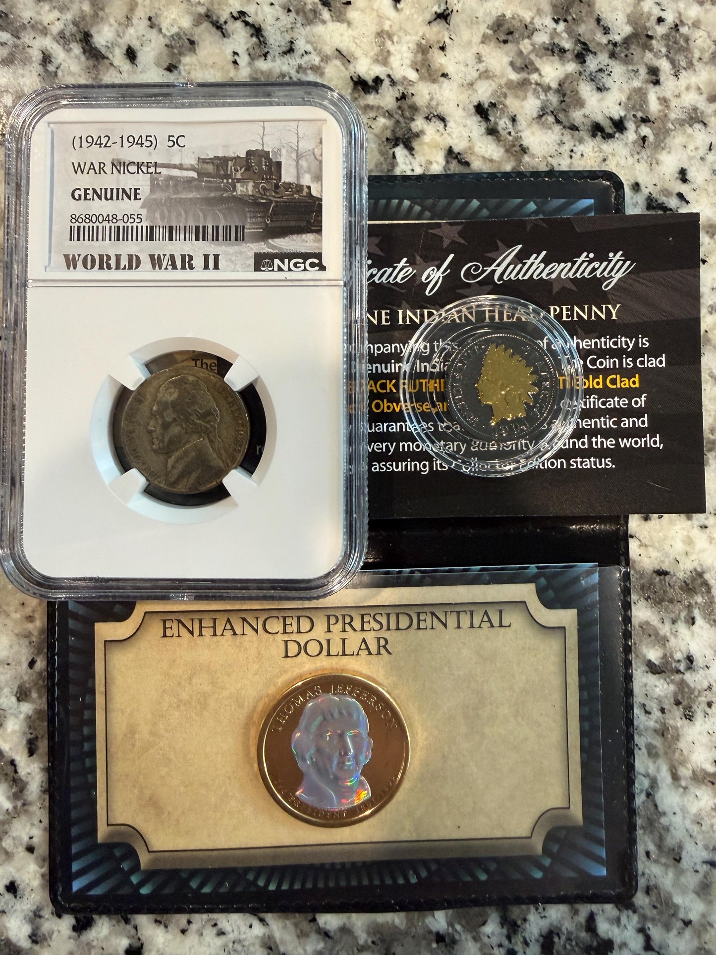 NGC WWII War Nickel 1942-45 Black Ruthenium 24K Gold 5C Certified Coin