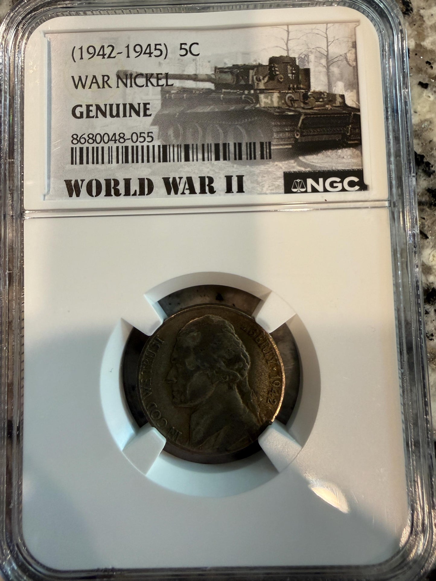 NGC WWII War Nickel 1942-45 Black Ruthenium 24K Gold 5C Certified Coin