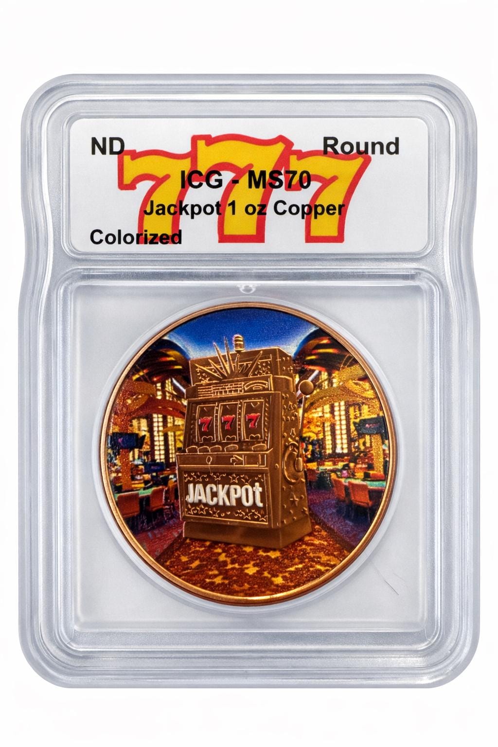 ICG Jackpot 777 Lucky Token 1oz .999 Fine Copper Round Las Vegas Casino