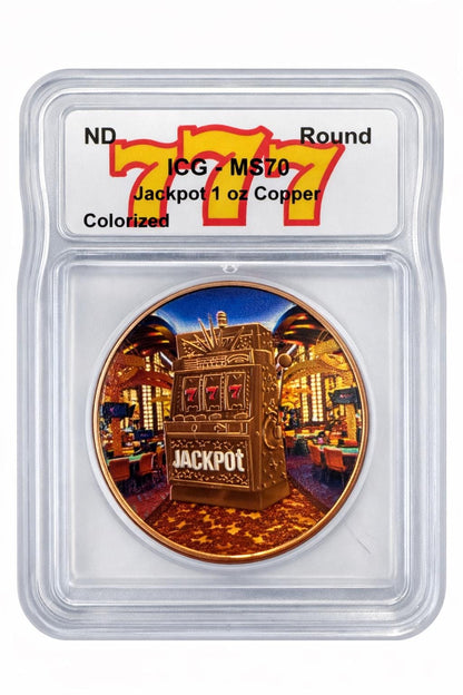 ICG Jackpot 777 Lucky Token 1oz .999 Fine Copper Round Las Vegas Casino