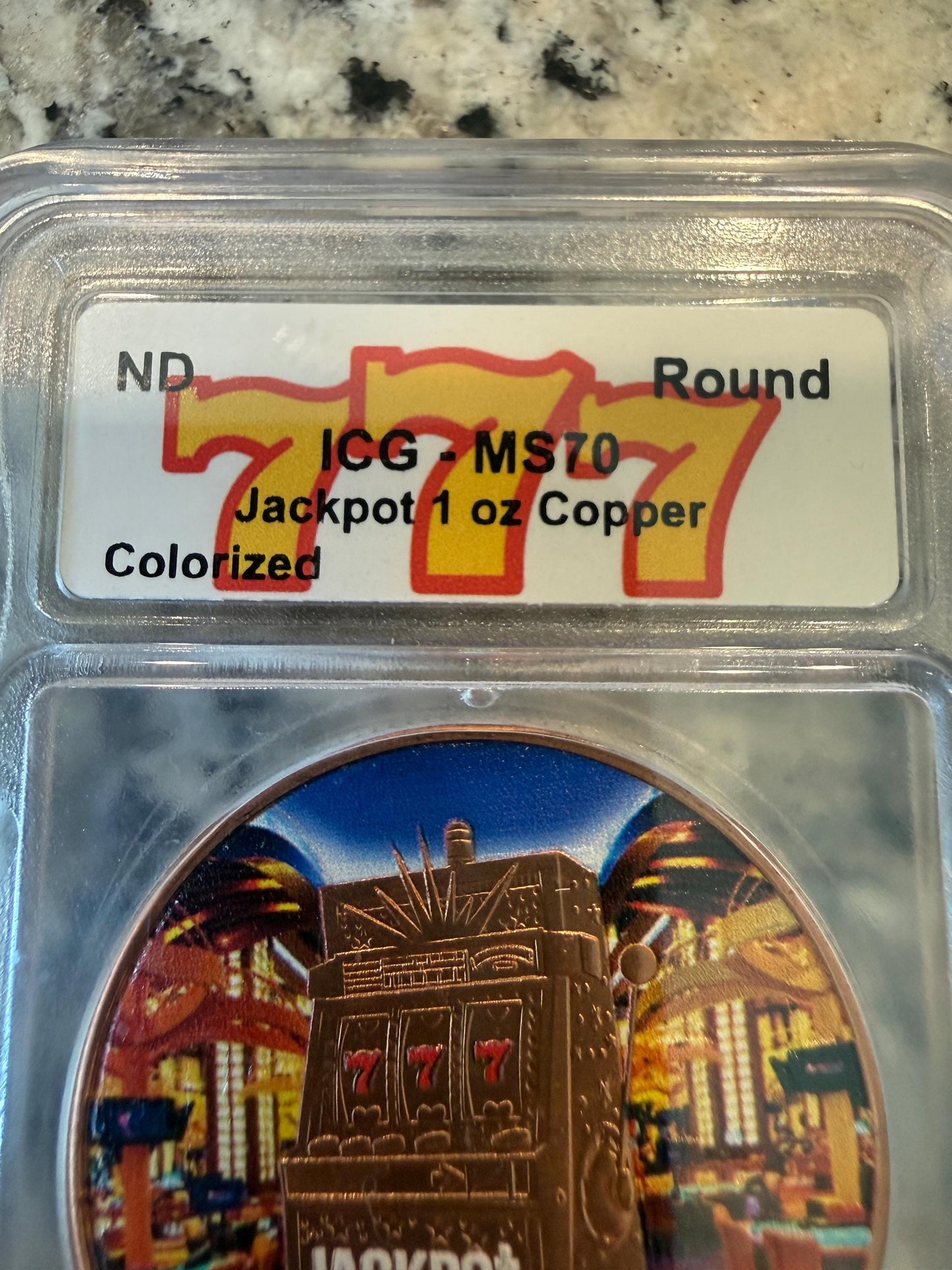 ICG Jackpot 777 Lucky Token 1oz .999 Fine Copper Round Las Vegas Casino