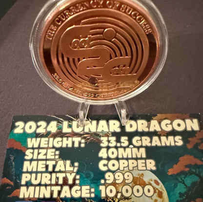 Colorized Dragon Coin 40mm 33.5g Fantasy Collectible w Case Stand