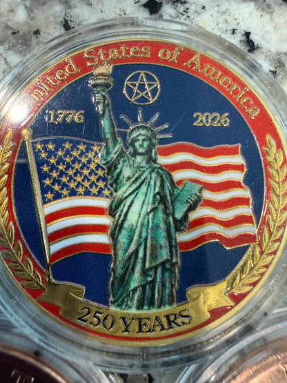 Patriotic 3 Pack Copper Coin Set America 250 Years Trump JFK 1 oz Collectible