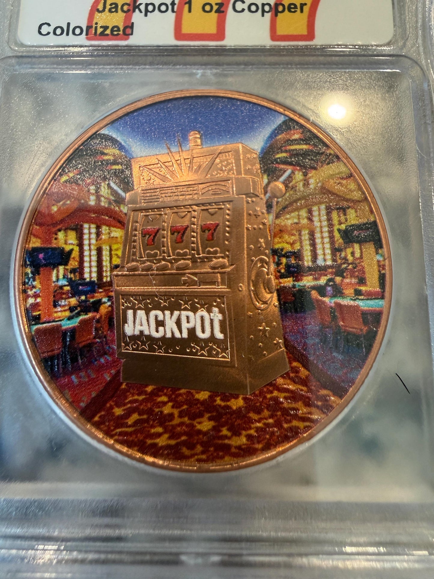 ICG Jackpot 777 Lucky Token 1oz .999 Fine Copper Round Las Vegas Casino