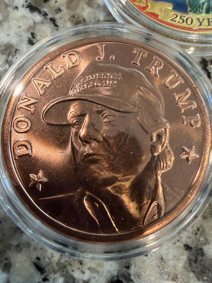 Patriotic 3 Pack Copper Coin Set America 250 Years Trump JFK 1 oz Collectible