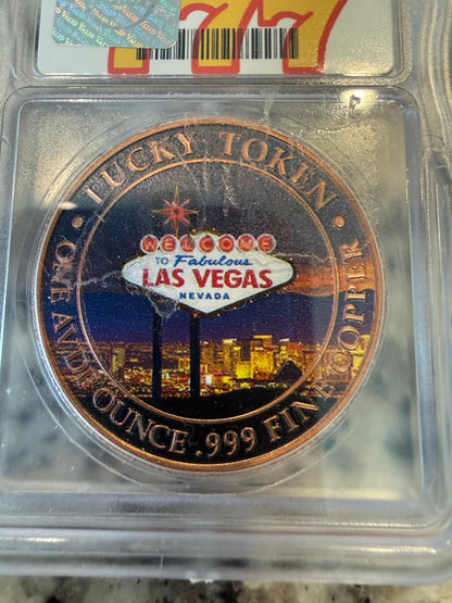 ICG Jackpot 777 Lucky Token 1oz .999 Fine Copper Round Las Vegas Casino