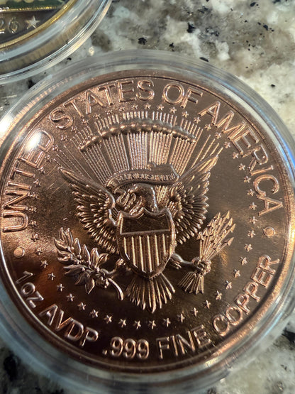 Patriotic 3 Pack Copper Coin Set America 250 Years Trump JFK 1 oz Collectible