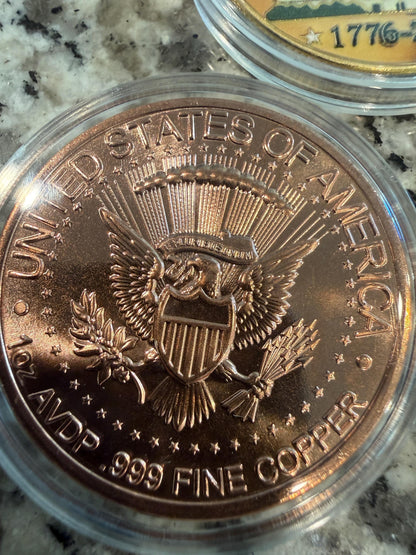 Patriotic 3 Pack Copper Coin Set America 250 Years Trump JFK 1 oz Collectible