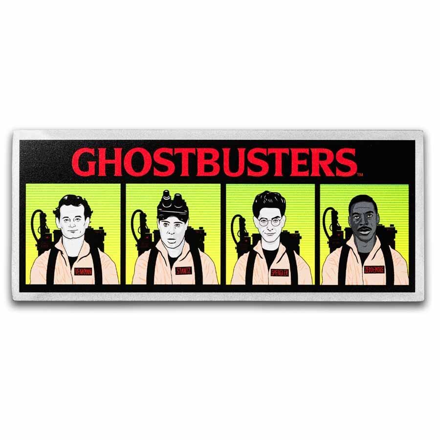 2024 Niue Ghostbusters 40th Anniversary 4oz .999 Silver Colorized Bar Sealed