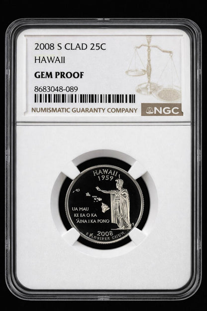 2008 S Hawaii State Quarter NGC PF Ultra Cameo GEM Proof Clad 25C