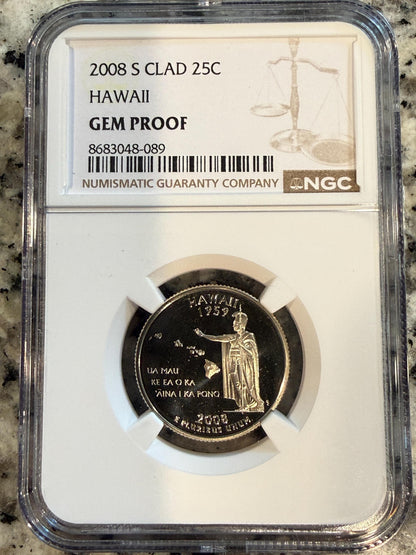 2008 S Hawaii State Quarter NGC PF Ultra Cameo GEM Proof Clad 25C