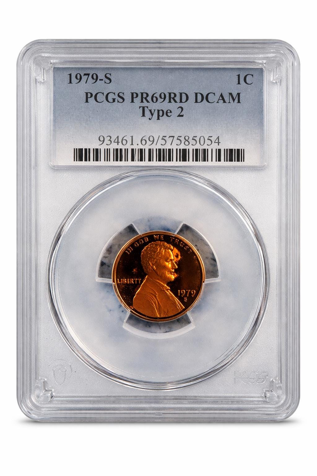 1979 S Lincoln Cent PCGS PR69RD DCAM Type 2 Proof Penny Graded