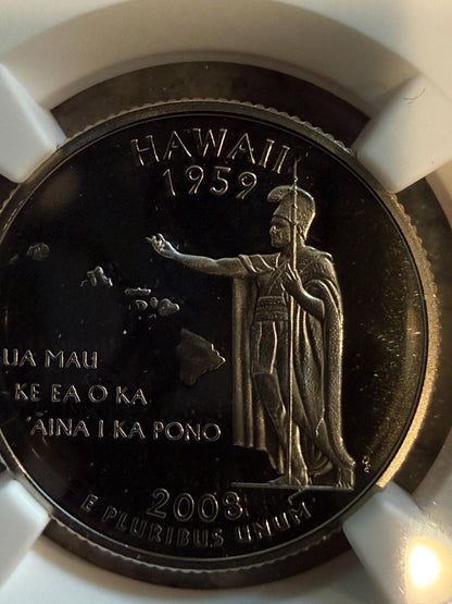 2008 S Hawaii State Quarter NGC PF Ultra Cameo GEM Proof Clad 25C