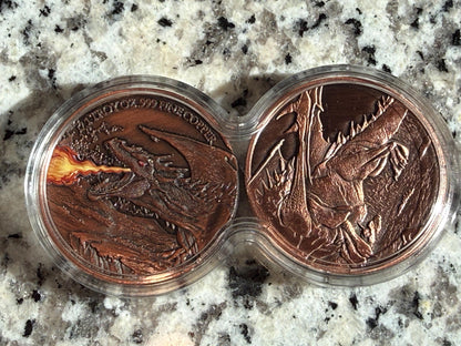 Dragon Fire DuoStack 2x 1oz .999 Fine Copper Rounds Fantasy Dragon Set