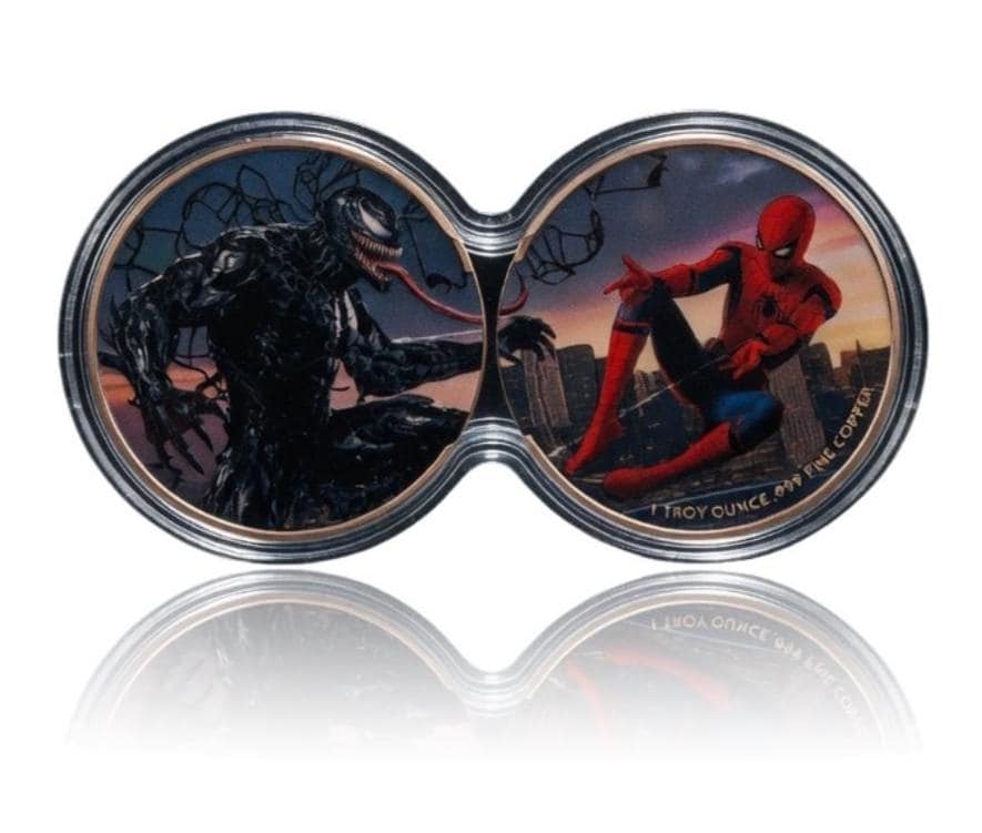 DuoStack Spiderman vs Venom 2 x 1oz .999 Fine Copper Colorized Coin Set