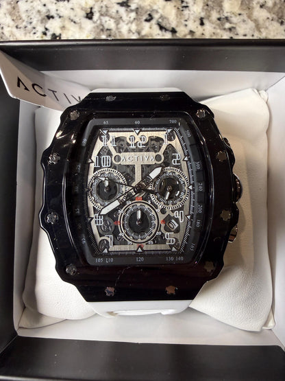 Invicta Activa Fury X Mens Watch Skeleton Dial 44mm White Strap Chronograph