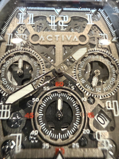 Invicta Activa Fury X Mens Watch Skeleton Dial 44mm White Strap Chronograph