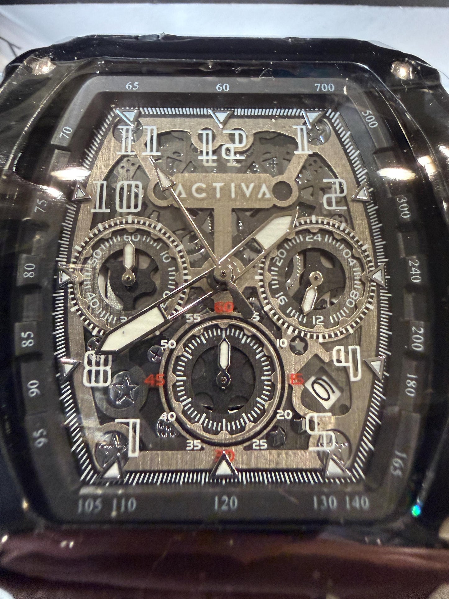 Invicta Activa Fury X Mens Watch Skeleton Dial 44mm White Strap Chronograph