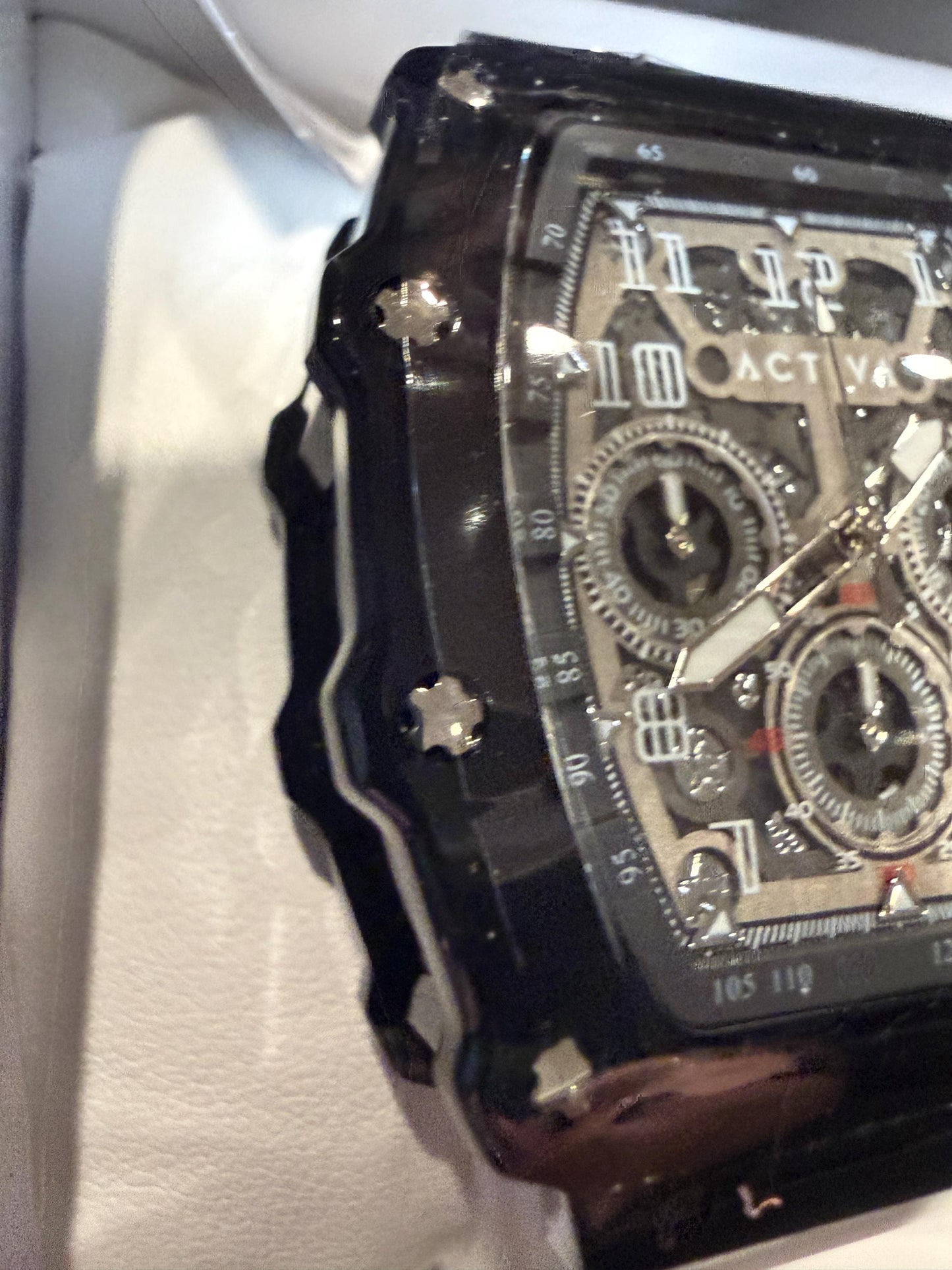 Invicta Activa Fury X Mens Watch Skeleton Dial 44mm White Strap Chronograph