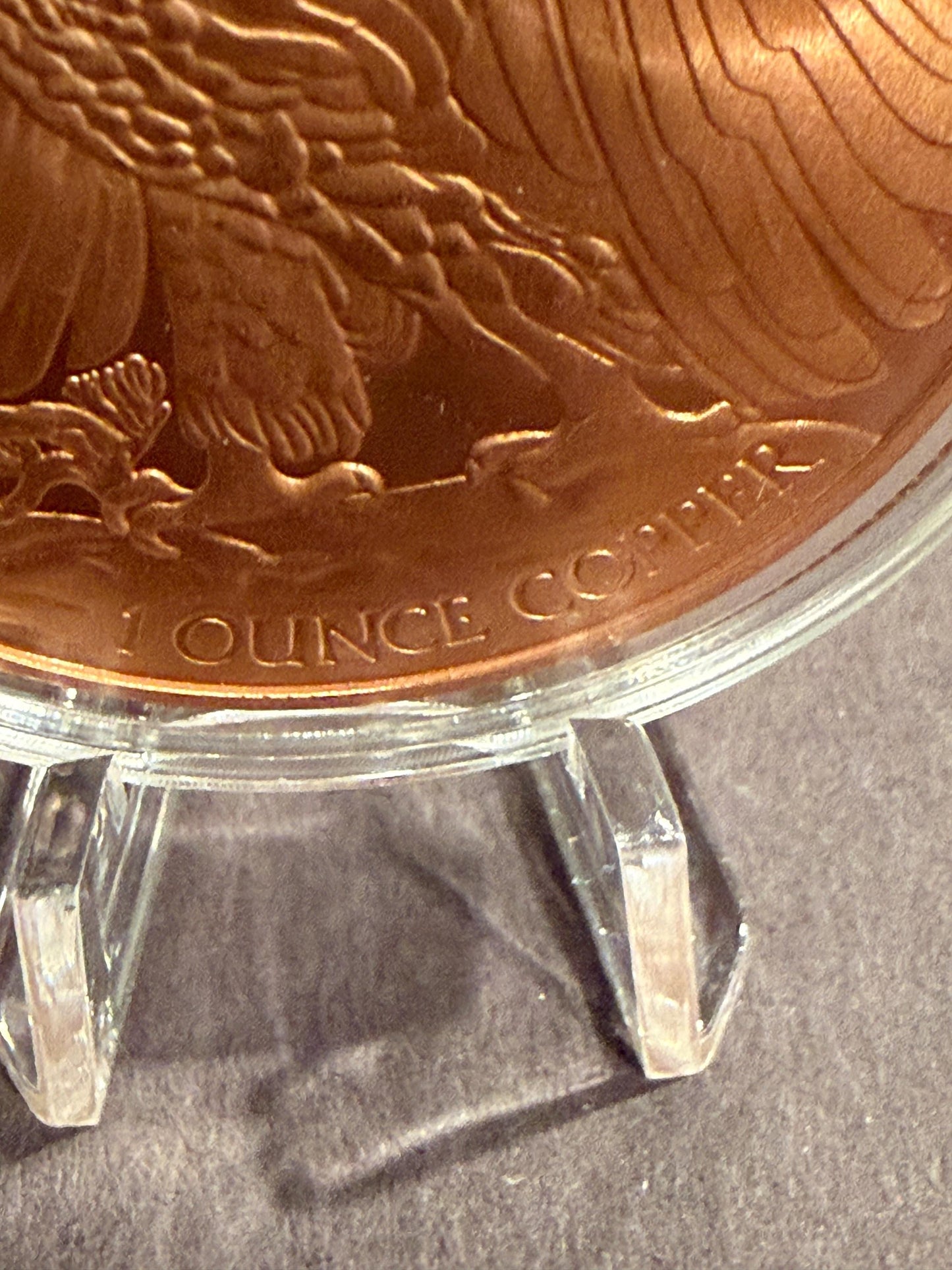 Walking Liberty 1 oz .999 Fine Copper Round w Case & Display Stand