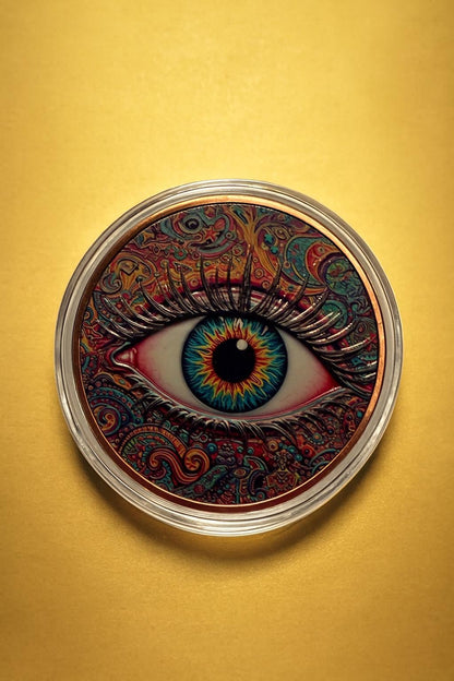 5 oz .999 Fine Copper Eye of Vision Art Round Colorized Psychedelic Design