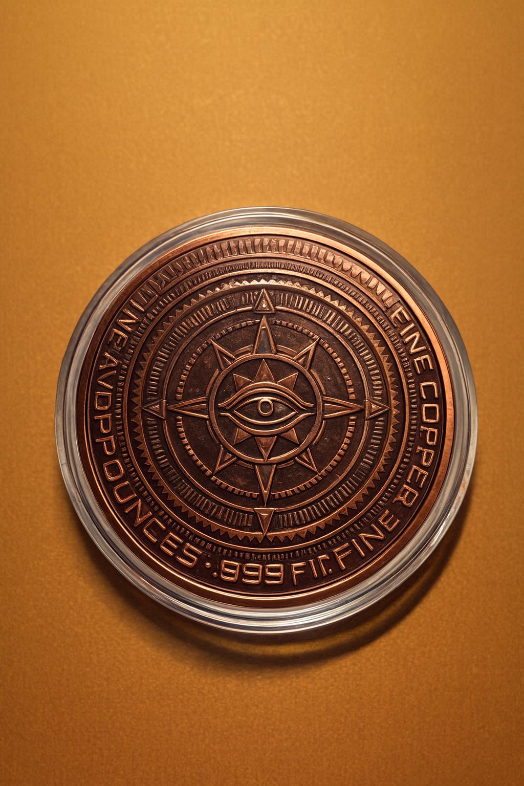 5 oz .999 Fine Copper Eye of Vision Art Round Colorized Psychedelic Design