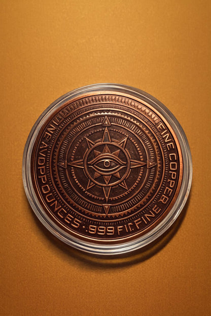 5 oz .999 Fine Copper Eye of Vision Art Round Colorized Psychedelic Design