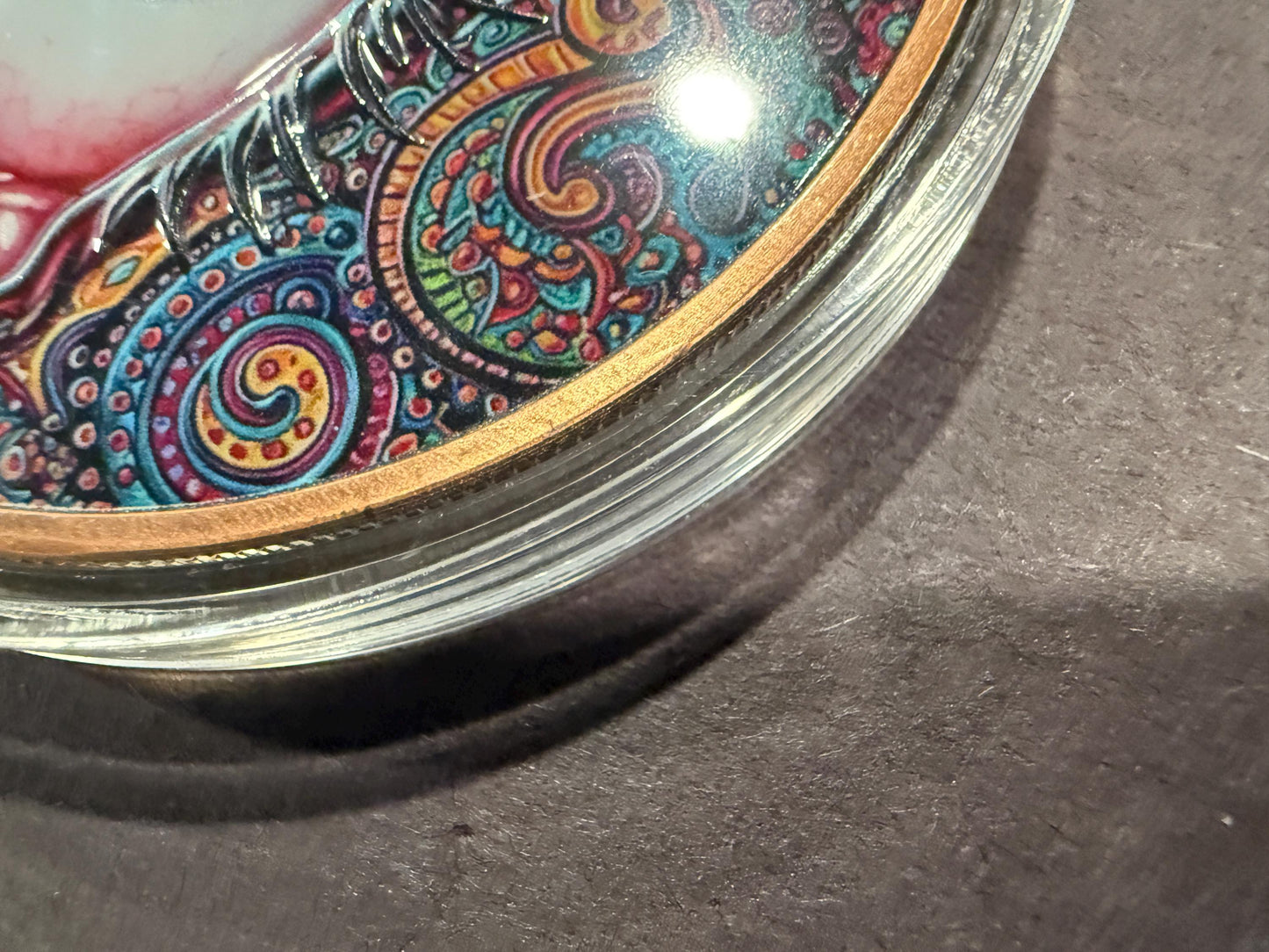 5 oz .999 Fine Copper Eye of Vision Art Round Colorized Psychedelic Design