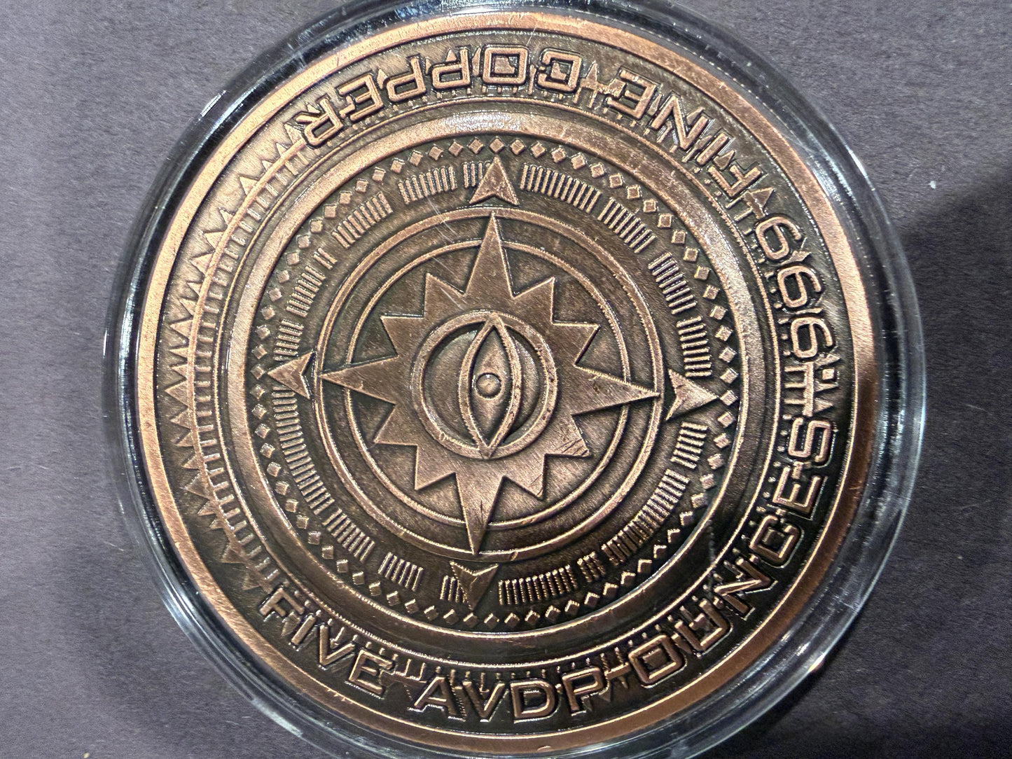 5 oz .999 Fine Copper Eye of Vision Art Round Colorized Psychedelic Design